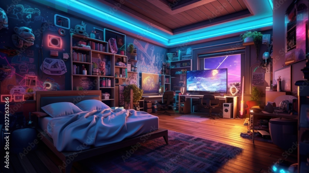 Futuristic Gamer Bedroom Futuristic Gamer Bedroom