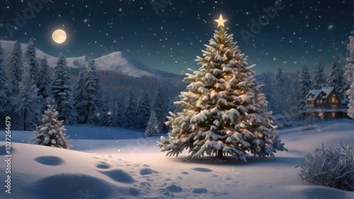 Wallpaper Mural marry Christmas festive winter scene Torontodigital.ca