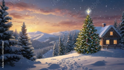 marry Christmas festive winter scene