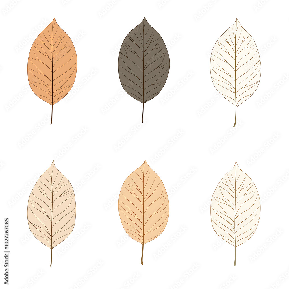 Obraz premium Vector leaves on white background
