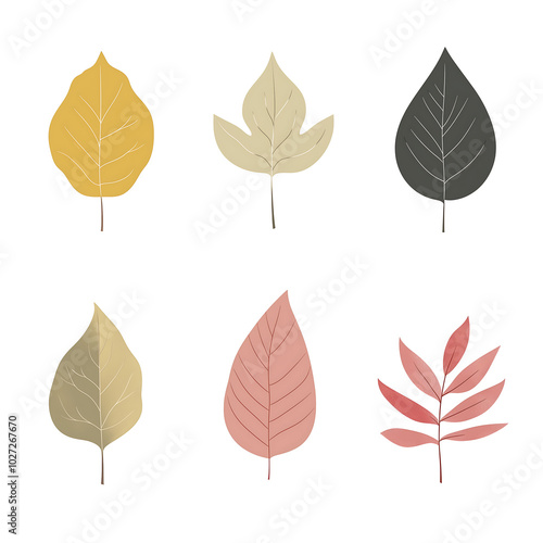 Vector leaves on white background