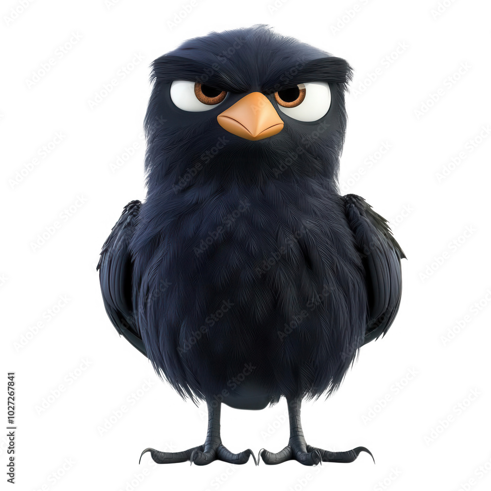 ฺBlack bird with orange beak and yellow eyes, transparent background ฺBlack bird with orange beak and yellow eyes, transparent background