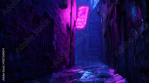 Generative AI, Neon Flickers, Shadows Linger: A Haunting Night Scene 