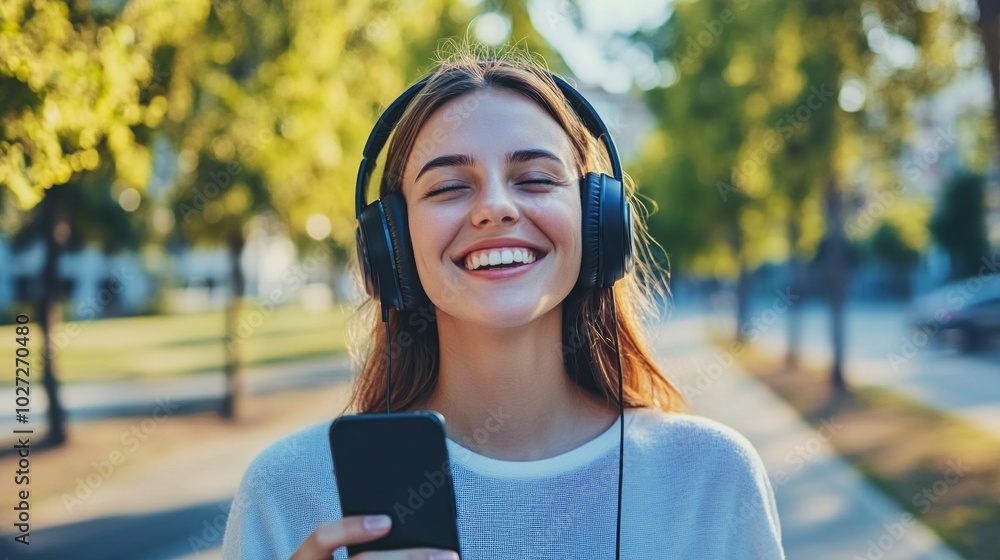 A woman is smiling and holding a cell phone A woman is smiling and holding a cell phone