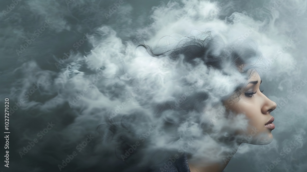 Φωτογραφία Unruly Frizzy Hair Like a Stormy Cloud Symbolizing the Struggles of Humid Days