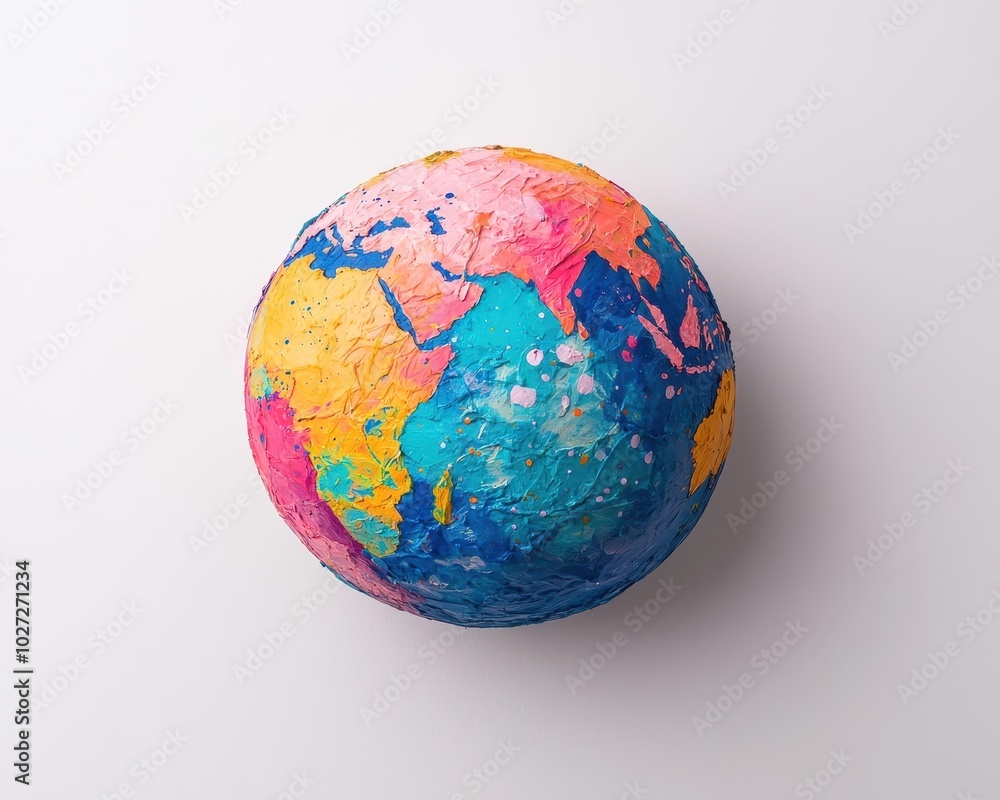 Colorful globe on white background, representing Earth's diverse landscapes and cultures. Colorful globe on white background, representing Earth's diverse landscapes and cultures.