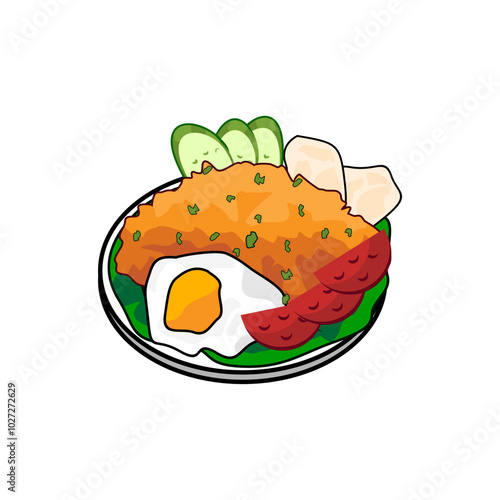 Vector illustration of Nasi Goreng, a typical Indonesian food