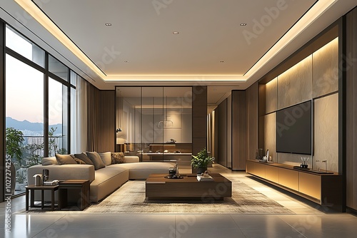 Modern living room with elegant design and natural light.