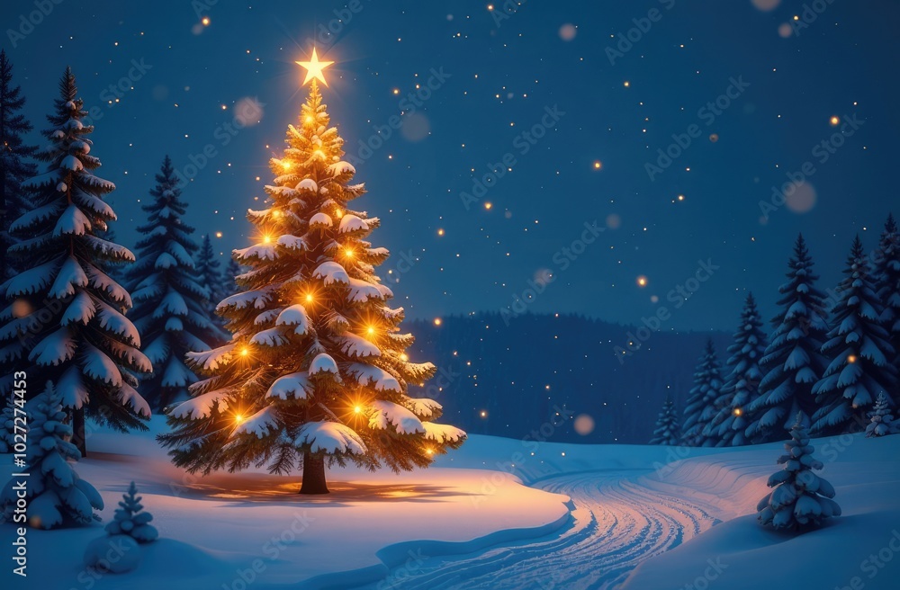 Christmas tree in a snowy forest. Christmas tree in a snowy forest.