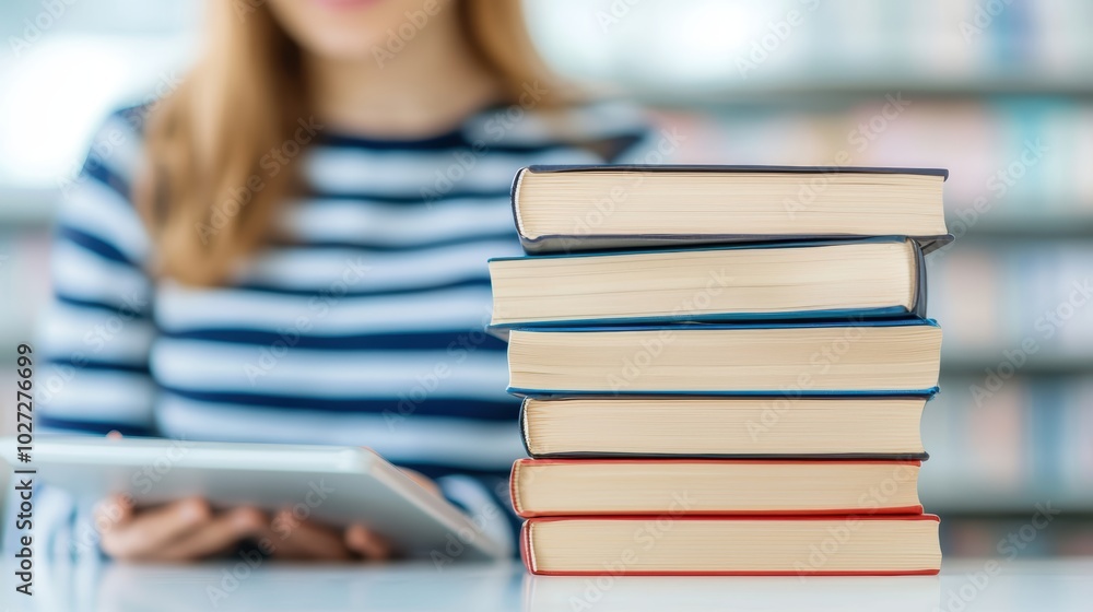 A young adult studying with books and a tablet on a desk surrounded by notes and educational resources focused on financial literacy A young adult studying with books and a tablet on a desk surrounded by notes and educational resources focused on financial literacy