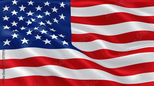 Waving American Flag with Visible Stars and Stripes