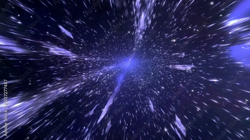 Fototapeta premium Cosmic Warp Speed: A Galactic Journey Through Time and Space