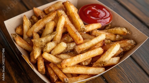 Delicious Crispy French Fries Served with Ketchup