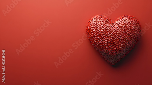 Creative Love Concept Art Featuring Heart Symbols on a Vivid Red Backdrop for Valentine's Day and Wedding Invitations