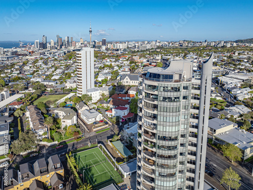 Aerial: Suburb of Herne Bay, Auckland, New Zealand photo