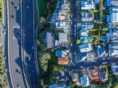 Top down shot of houses in St Marys Bay, Auckland, New Zealand photo