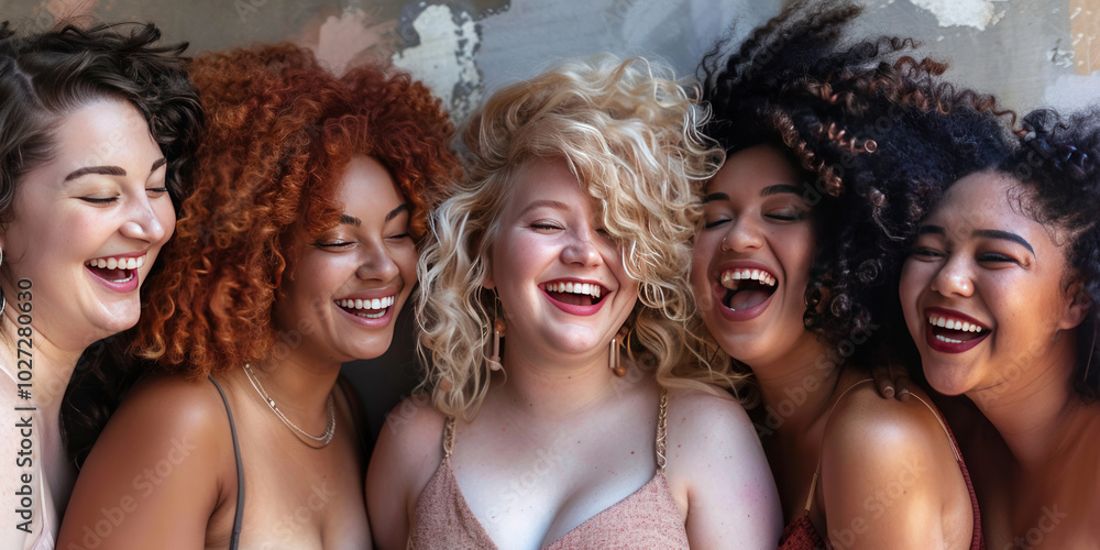 A joyful, empowering image of women embracing inclusive beauty, each radiating confidence in their own way A joyful, empowering image of women embracing inclusive beauty, each radiating confidence in their own way