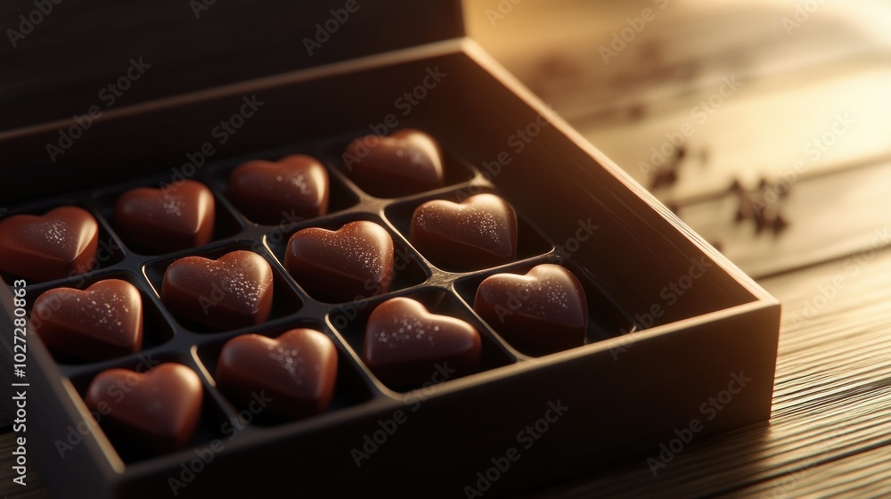 Box of Heart-Shaped Chocolate Candies Box of Heart-Shaped Chocolate Candies