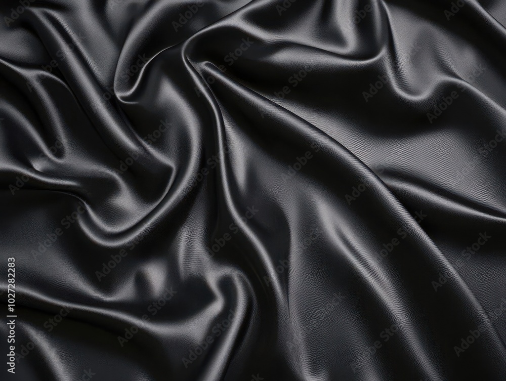 luxurious black silk satin backdrop, capturing the elegant interplay of light and shadow, conveying richness and depth within the textile's smooth texture, creating a dramatic visual effect luxurious black silk satin backdrop, capturing the elegant interplay of light and shadow, conveying richness and depth within the textile's smooth texture, creating a dramatic visual effect