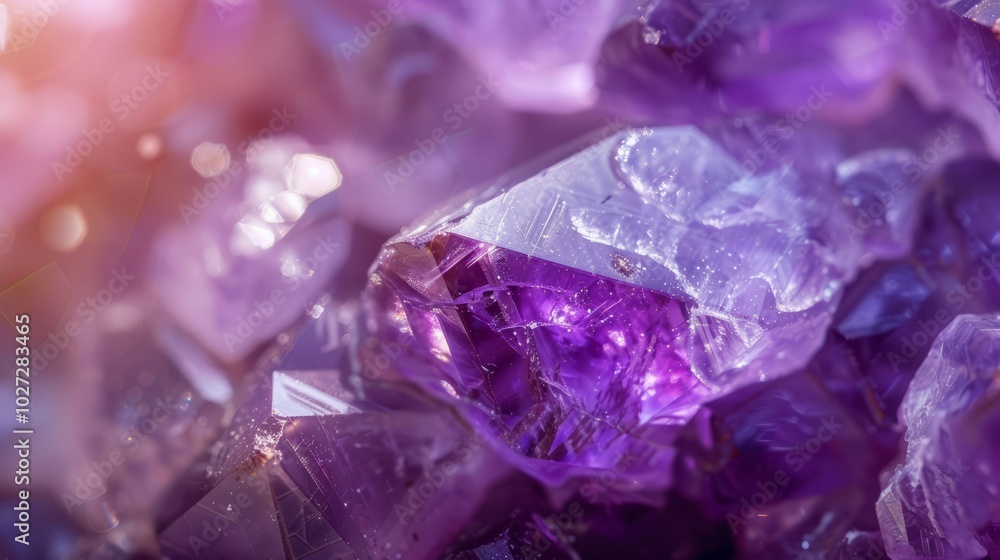 Amethyst crystal macro. Close-up of an amethyst crystal with a bright purple hue, showcasing the intricate details and natural beauty of the gemstone. Amethyst crystal macro. Close-up of an amethyst crystal with a bright purple hue, showcasing the intricate details and natural beauty of the gemstone.