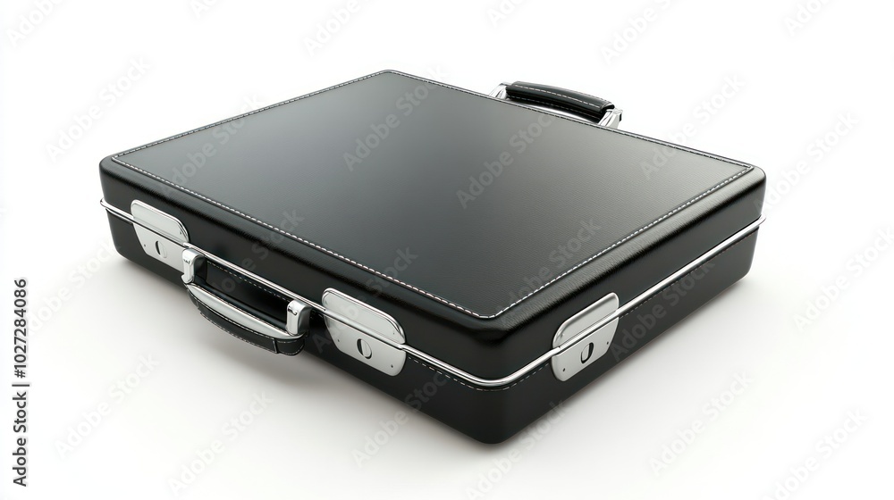 Black Leather Briefcase with Silver Accents Black Leather Briefcase with Silver Accents