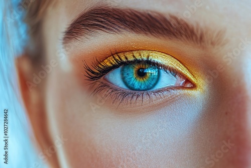 Macro photo of woman eye with beautiful eye makeup