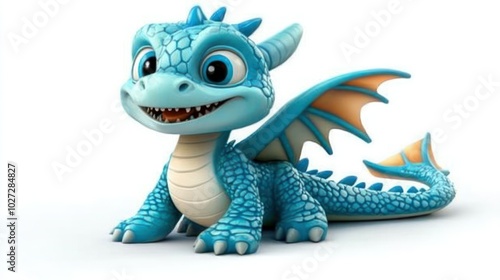 A Cute Blue Dragon With Spiky Claws and Big Eyes