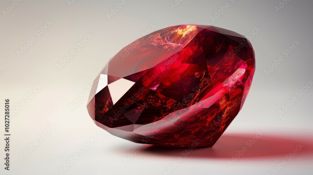 Red gemstone. A single red gemstone, polished and brilliant. Represents wealth, love, and passion. Red gemstone. A single red gemstone, polished and brilliant. Represents wealth, love, and passion.