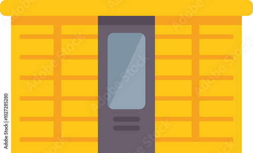 Simple vector illustration of a modern automated parcel locker terminal for secure self service package delivery or collecting