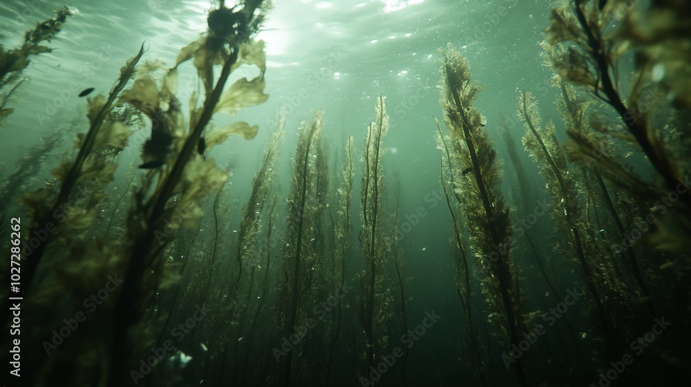 Majestic Underwater Kelp Forest Teeming with Life Majestic Underwater Kelp Forest Teeming with Life