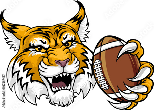 A wildcat or bobcat animal American football sports team cartoon mascot