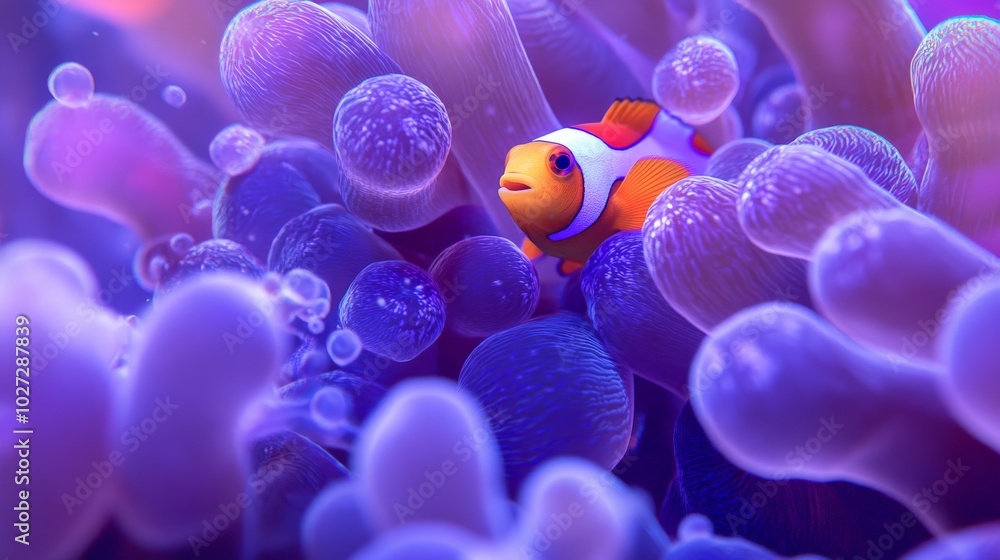 Underwater Clownfish in a Vibrant Coral Reef Underwater Clownfish in a Vibrant Coral Reef