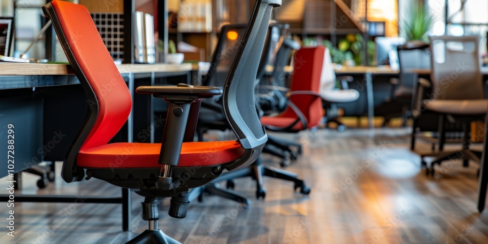 Fototapeta premium Modern Office Chairs in a Contemporary Workspace