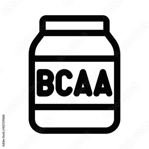 Line icon of a BCAA supplement jar, representing health and fitness supplements. Great for sports, nutrition, and wellness projects. Editable stroke.