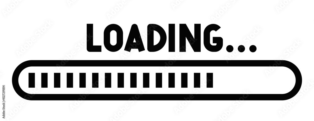Loading bar icon with text, ideal for representing progress, data transfer, or status updates in digital applications and web interfaces. Editable stroke. Loading bar icon with text, ideal for representing progress, data transfer, or status updates in digital applications and web interfaces. Editable stroke.