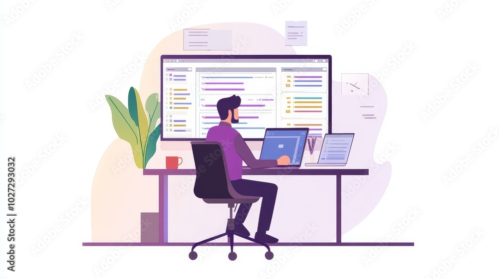 Efficient Modern Workspace: A Glimpse Into Remote Work Setup with Advanced Technology Efficient Modern Workspace: A Glimpse Into Remote Work Setup with Advanced Technology