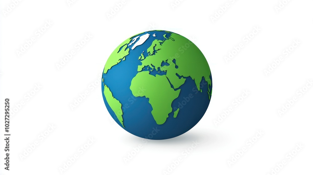3D Render of Earth with Green Continents and Blue Oceans 3D Render of Earth with Green Continents and Blue Oceans