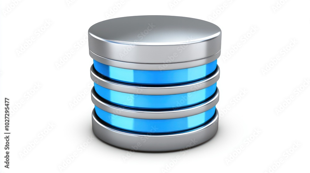 Silver and Blue Stacked Cylinders with Highlighted Edges Silver and Blue Stacked Cylinders with Highlighted Edges