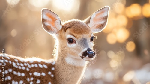 A young white-tailed deer with white patches all over its coat. 