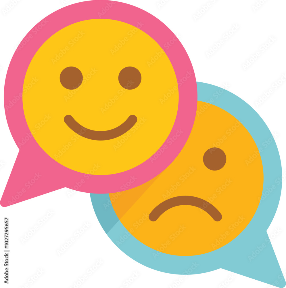 Fototapeta premium Speech bubbles showing happy and sad faces representing positive and negative feedback
