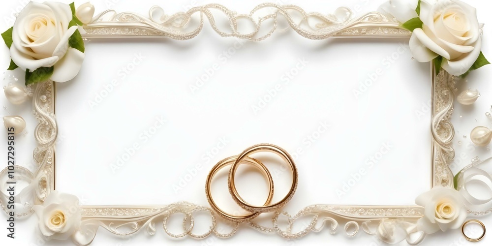 White wedding invitation with copy space border frame background White wedding invitation with copy space border frame background