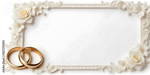 White wedding invitation with copy space border frame background 