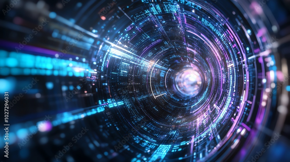 Futuristic digital tunnel with neon lights and dynamic motion lines, representing technology, data flow, and innovation. Futuristic digital tunnel with neon lights and dynamic motion lines, representing technology, data flow, and innovation.