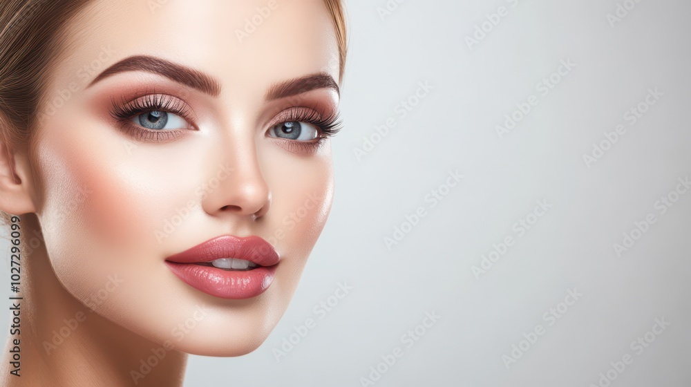 A stunning model with captivating features and mesmerizing eyes poses beautifully against a soft background in perfect lighting A stunning model with captivating features and mesmerizing eyes poses beautifully against a soft background in perfect lighting