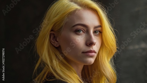 A woman with yellow hair