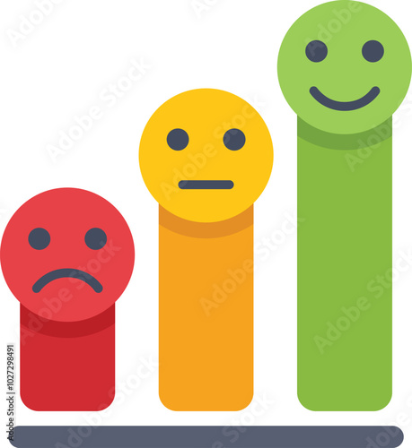 Colorful graph showing increasing customer satisfaction with happy face icon on top