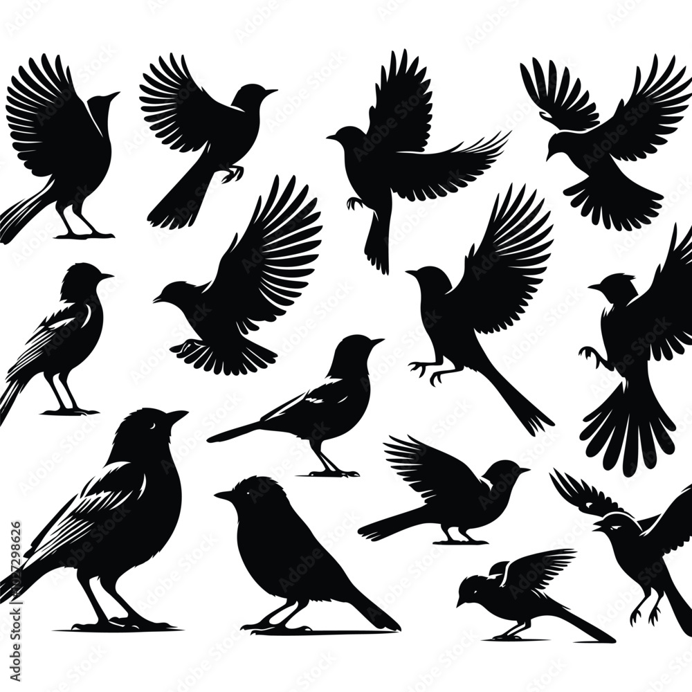 Obraz premium Birds silhouette collection. Generated With Ai