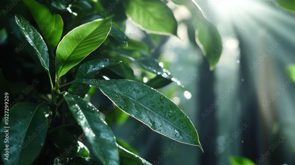 Fresh Green Foliage Illuminated by Sunlight Fresh Green Foliage Illuminated by Sunlight