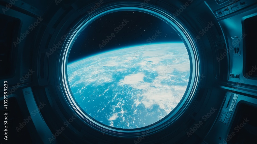 View of Earth from a spacecraft window.