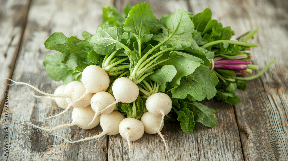 Fresh White Turnips on Rustic Wood Fresh White Turnips on Rustic Wood